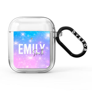 Personalised Unicorn Marble Name AirPods Case