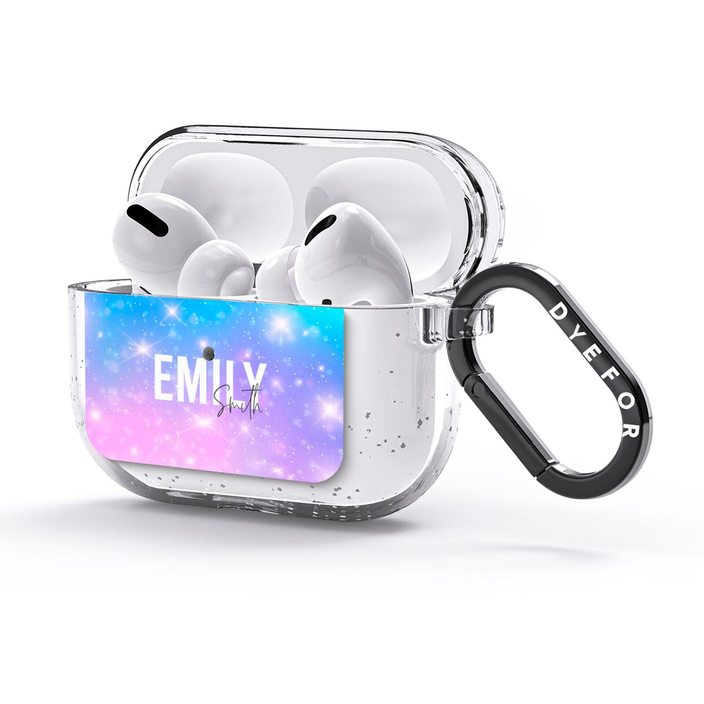 Personalised Unicorn Marble Name AirPods Glitter Case 3rd Gen Side Image