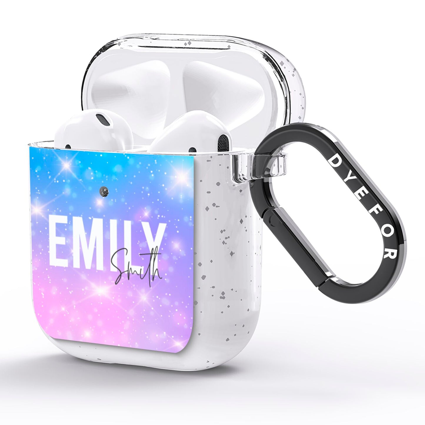Personalised Unicorn Marble Name AirPods Glitter Case Side Image