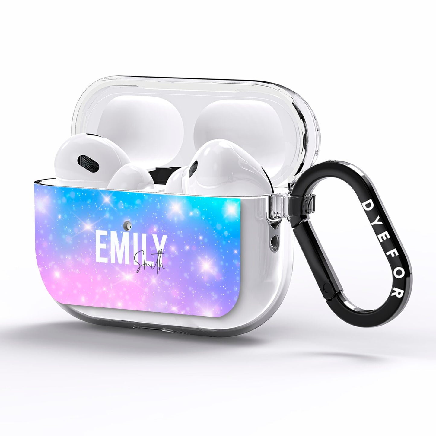 Personalised Unicorn Marble Name AirPods Pro Clear Case Side Image