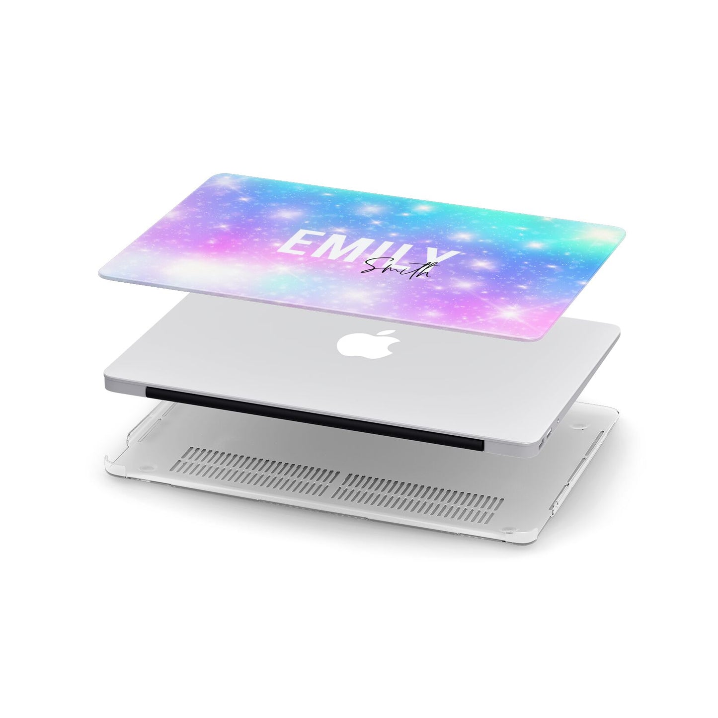 Personalised Unicorn Marble Name Apple MacBook Case in Detail