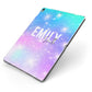 Personalised Unicorn Marble Name Apple iPad Case on Grey iPad Side View