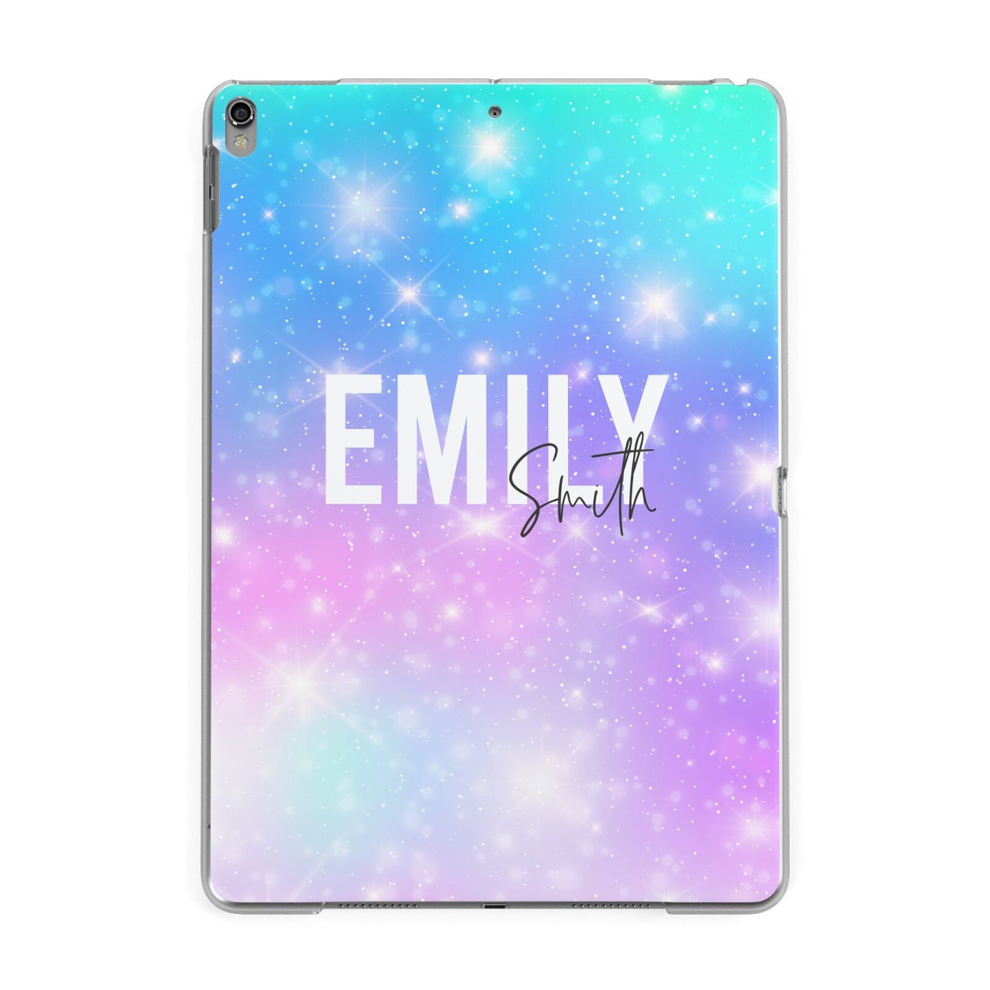 Personalised Unicorn Marble Name Apple iPad Grey Case