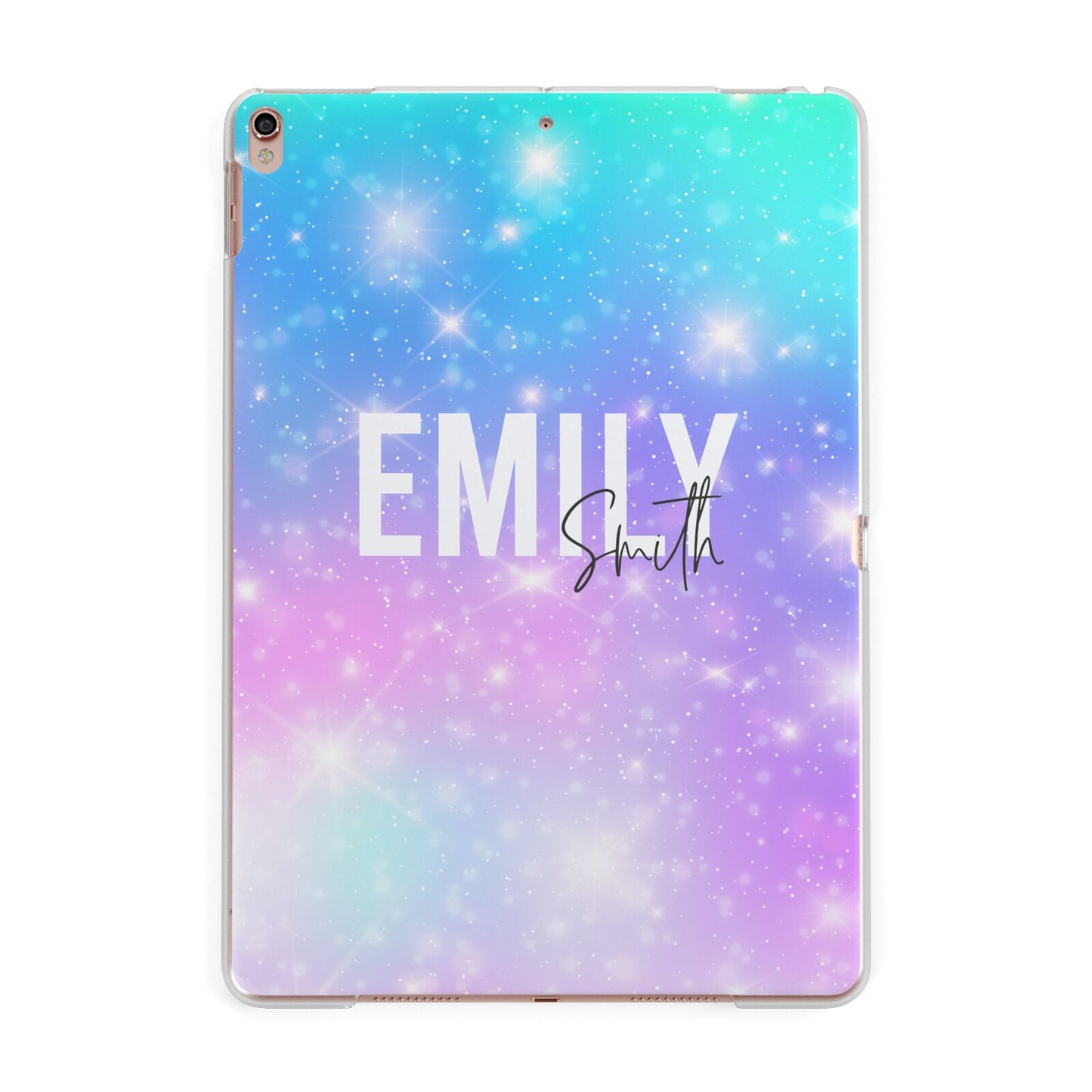 Personalised Unicorn Marble Name Apple iPad Rose Gold Case