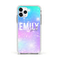 Personalised Unicorn Marble Name Apple iPhone 11 Pro in Silver with White Impact Case