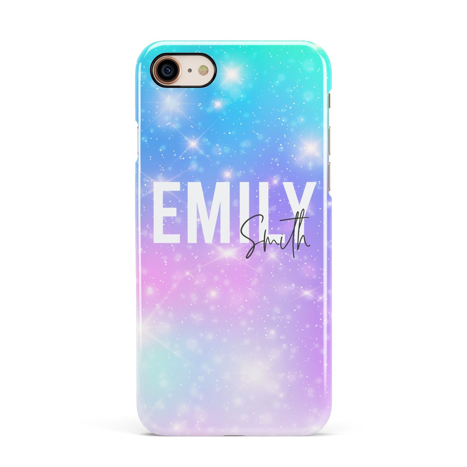 Personalised Unicorn Marble Name Apple iPhone 7 8 3D Snap Case