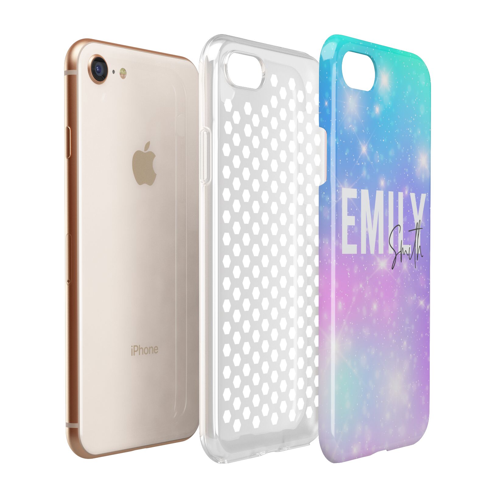 Personalised Unicorn Marble Name Apple iPhone 7 8 3D Tough Case Expanded View