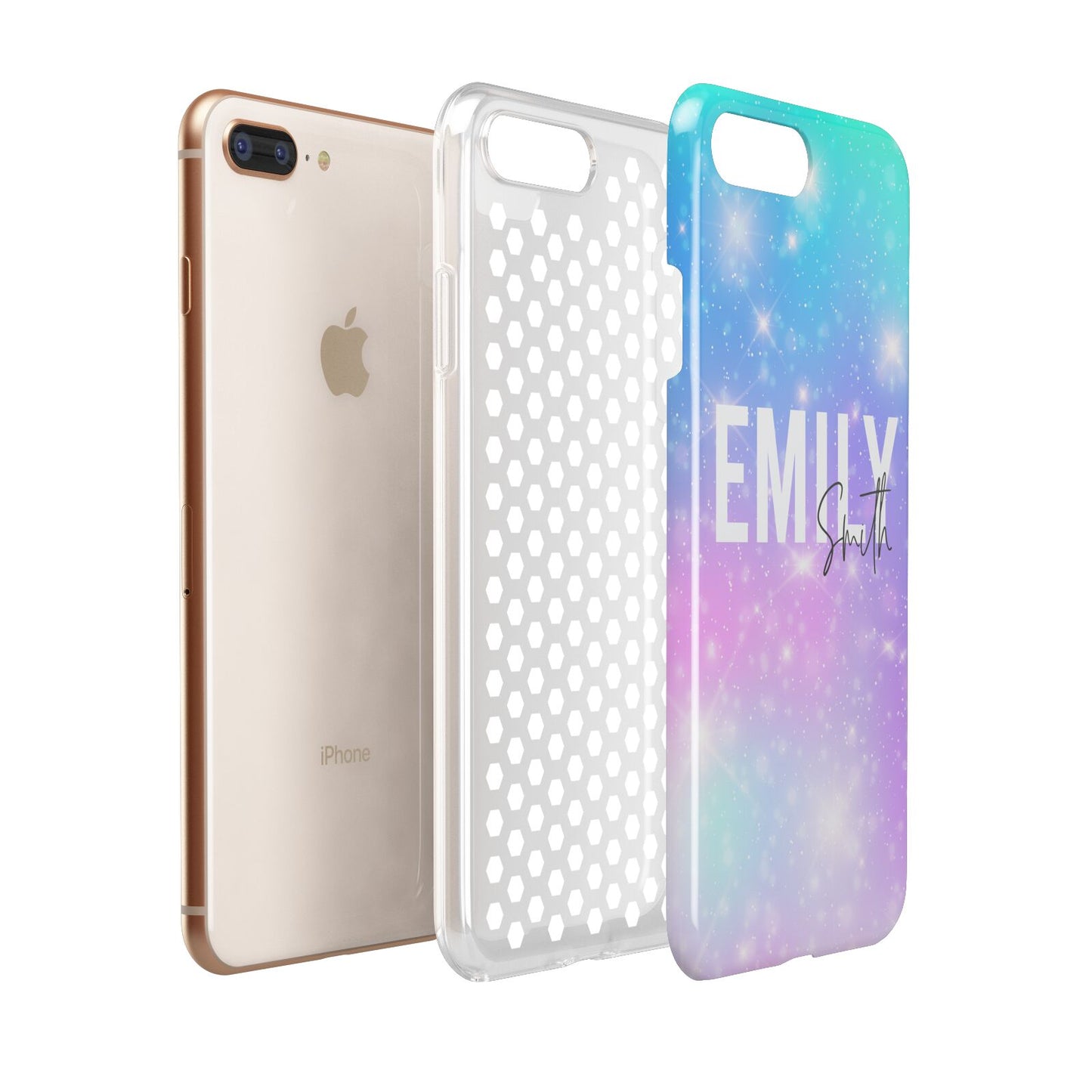 Personalised Unicorn Marble Name Apple iPhone 7 8 Plus 3D Tough Case Expanded View