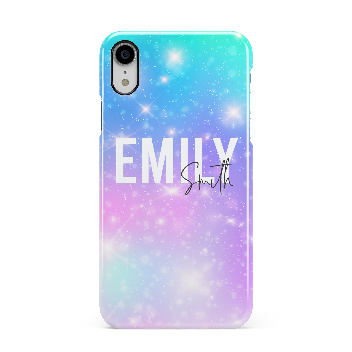 Personalised Unicorn Marble Name Apple iPhone XR White 3D Snap Case