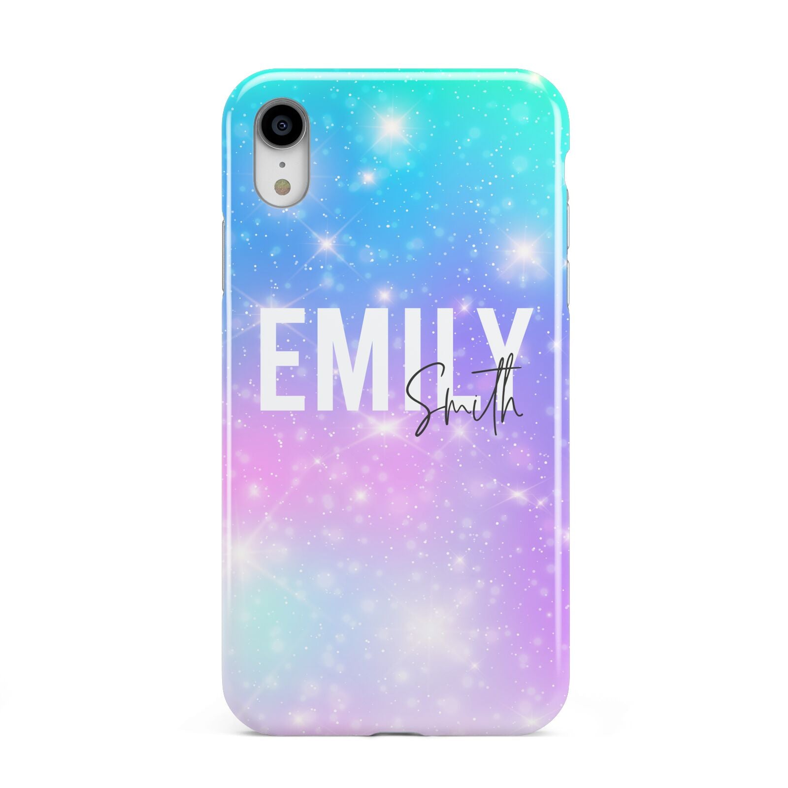 Personalised Unicorn Marble Name Apple iPhone XR White 3D Tough Case