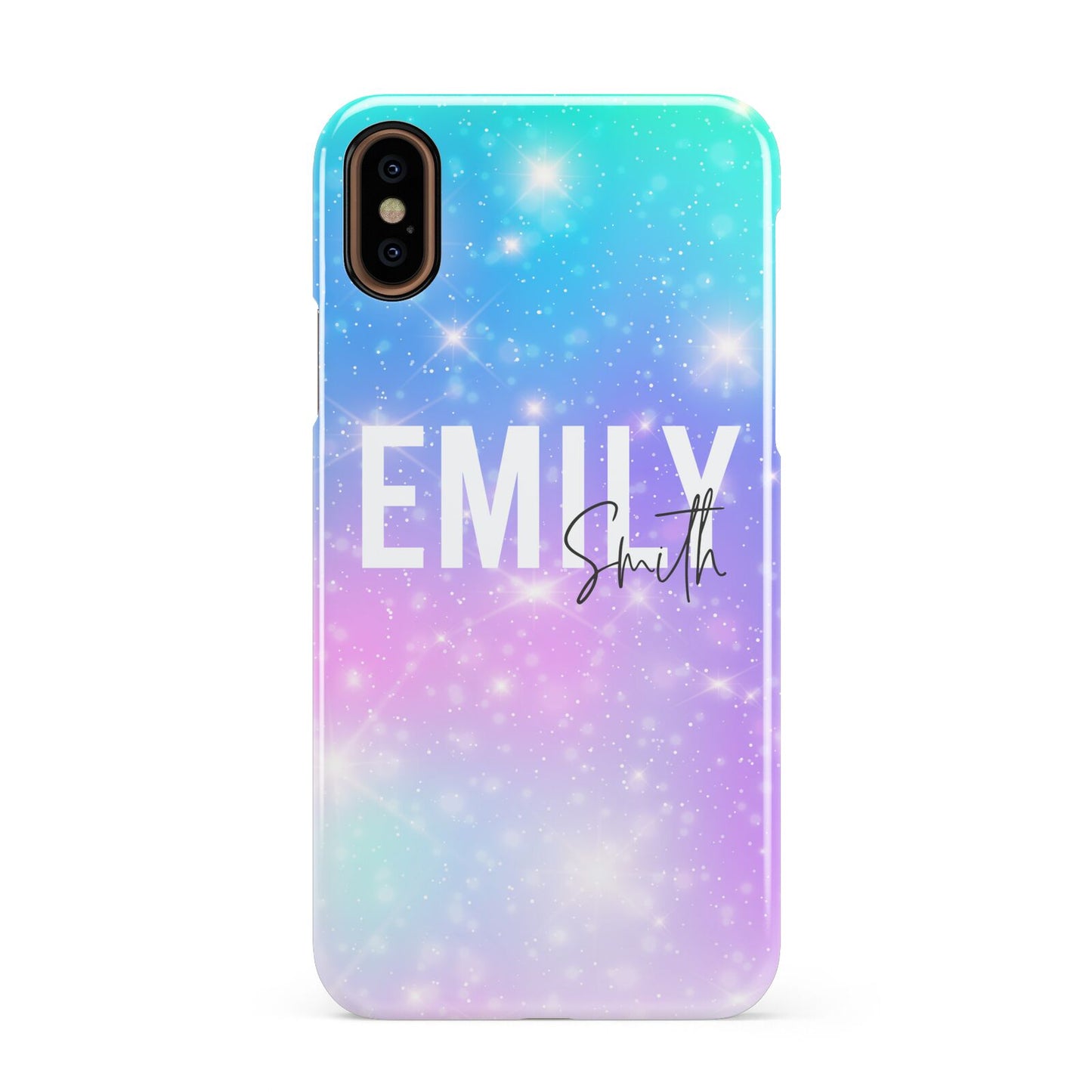 Personalised Unicorn Marble Name Apple iPhone XS 3D Snap Case