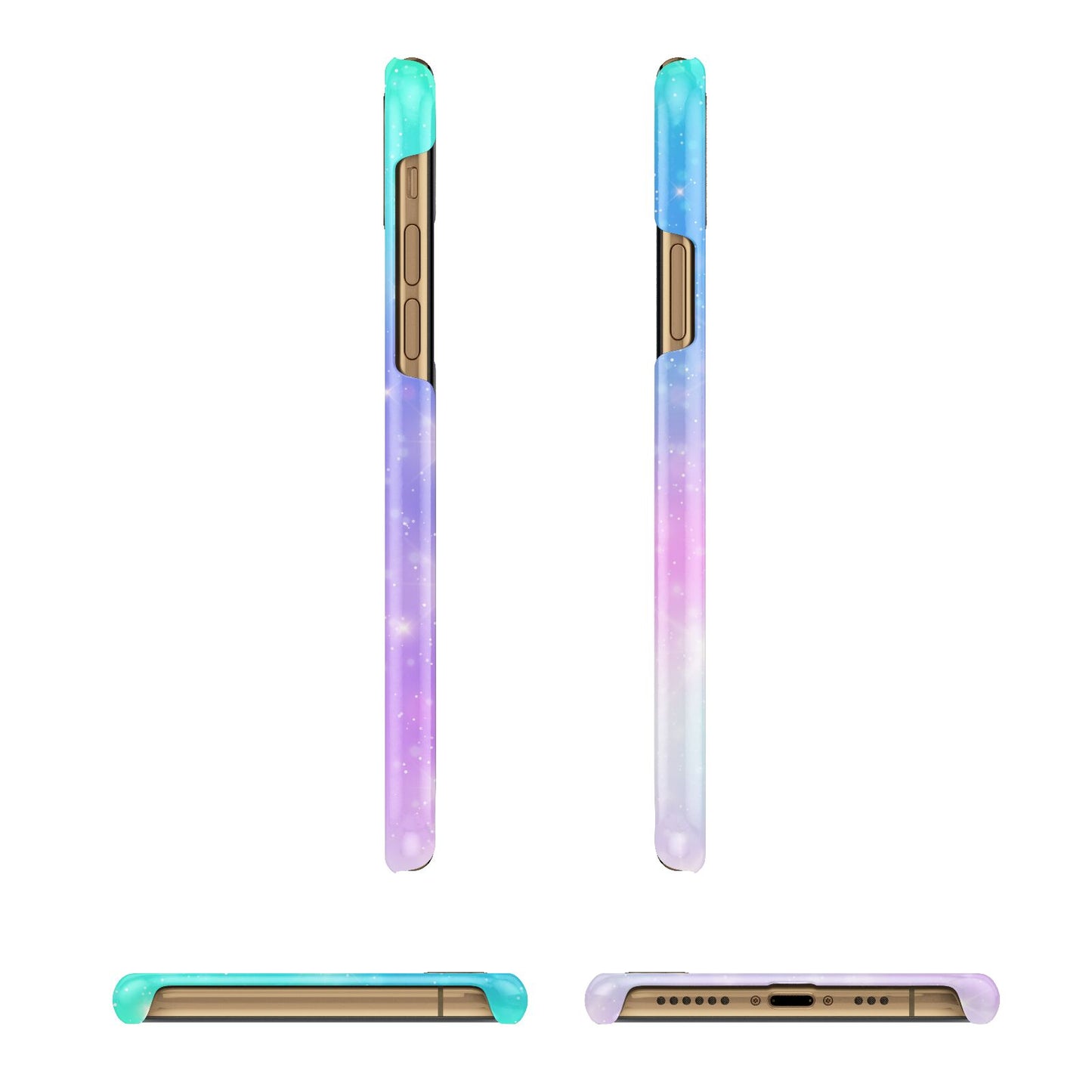 Personalised Unicorn Marble Name Apple iPhone Xs 3D Wrap Snap Case Angled Images