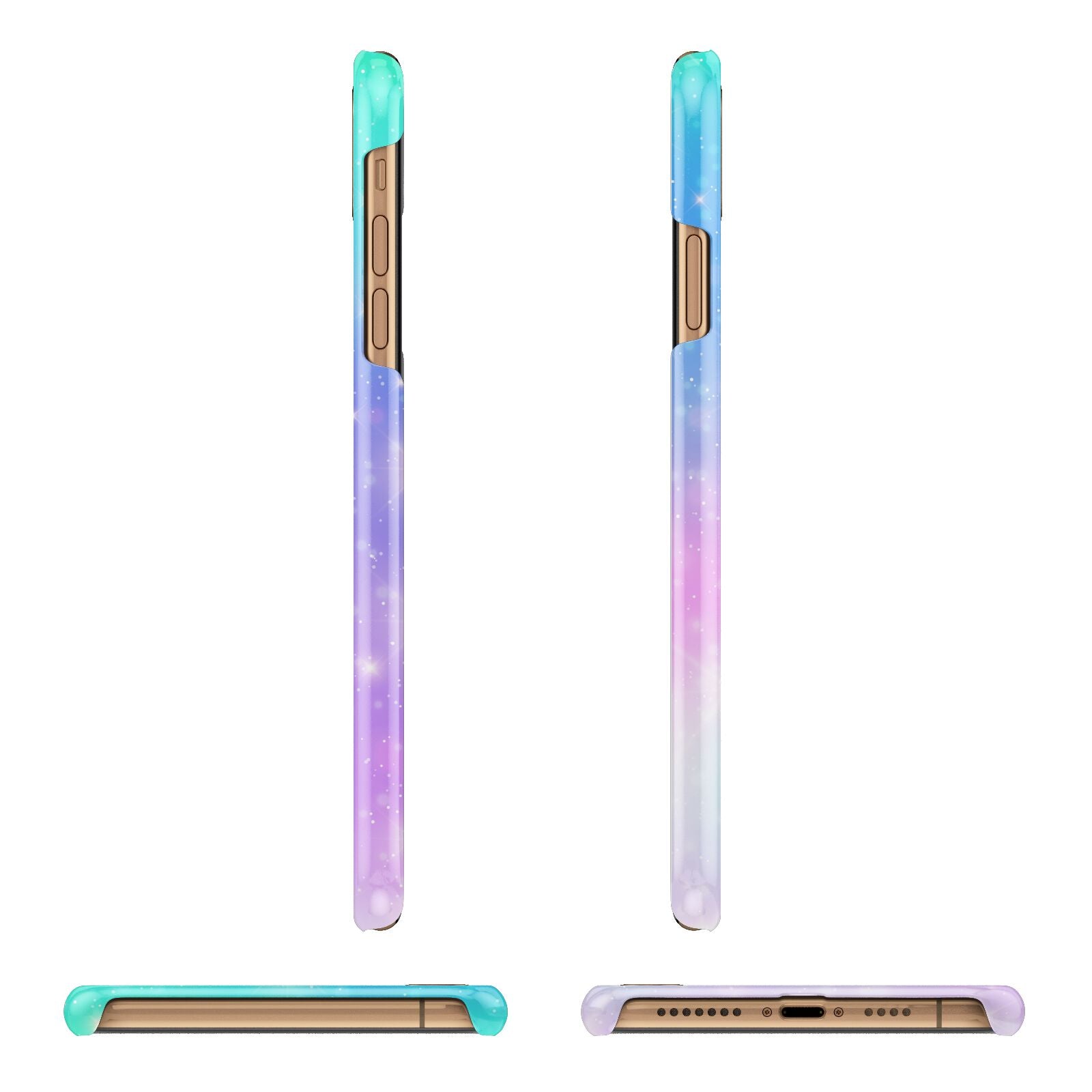 Personalised Unicorn Marble Name Apple iPhone Xs Max 3D Wrap Snap Case Angled Images
