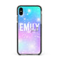 Personalised Unicorn Marble Name Apple iPhone Xs Max Impact Case Black Edge on Black Phone