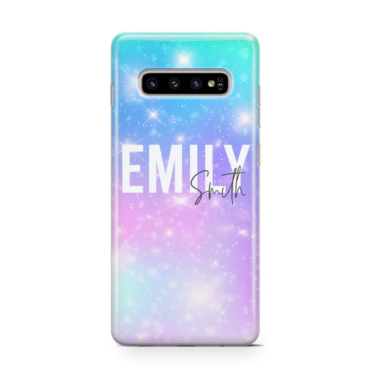 Personalised Unicorn Marble Name Protective Samsung Galaxy Case