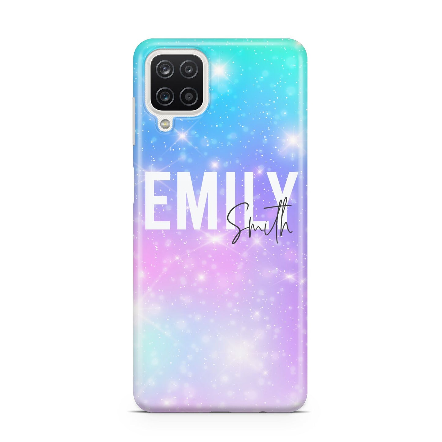 Personalised Unicorn Marble Name Samsung A12 Case