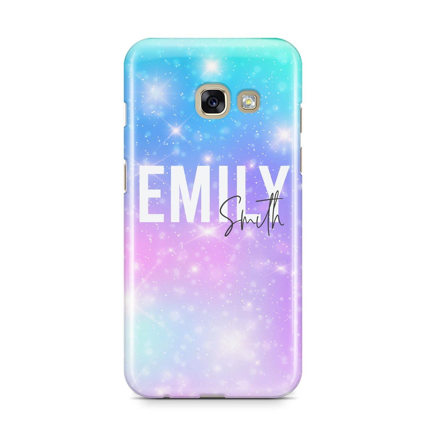 Personalised Unicorn Marble Name Samsung Galaxy A3 2017 Case on gold phone