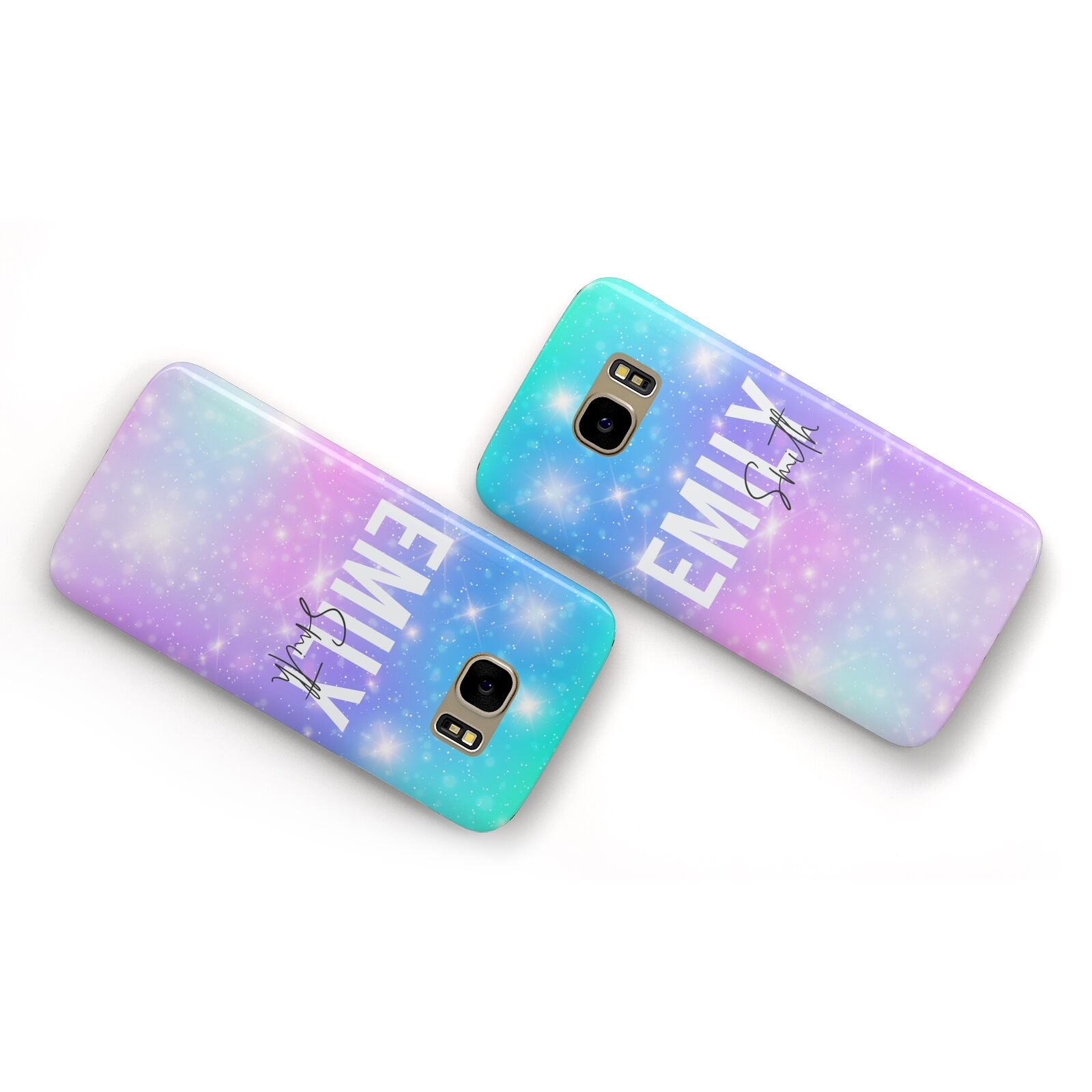 Personalised Unicorn Marble Name Samsung Galaxy Case Flat Overview