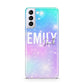 Personalised Unicorn Marble Name Samsung S21 Plus Case
