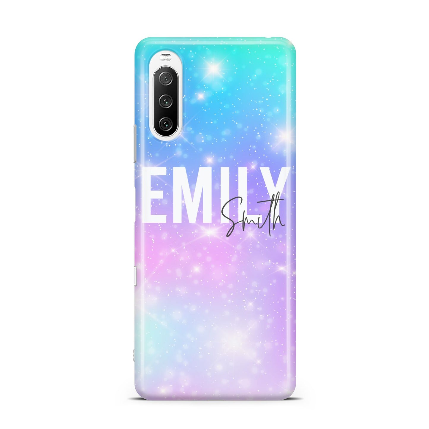 Personalised Unicorn Marble Name Sony Xperia 10 III Case