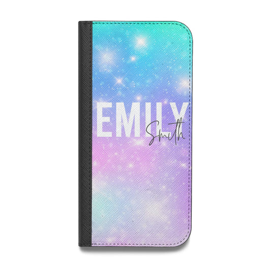 Personalised Unicorn Marble Name Vegan Leather Flip iPhone Case
