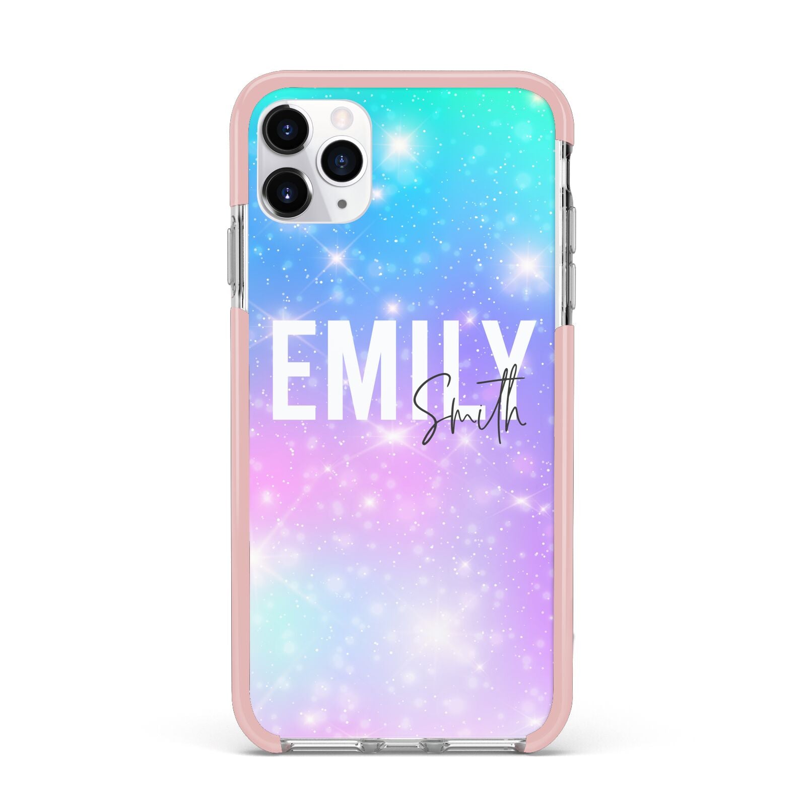 Personalised Unicorn Marble Name iPhone 11 Pro Max Impact Pink Edge Case