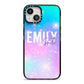 Personalised Unicorn Marble Name iPhone 13 Black Impact Case on Silver phone