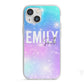Personalised Unicorn Marble Name iPhone 13 Mini TPU Impact Case with White Edges