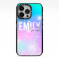 Personalised Unicorn Marble Name iPhone 13 Pro Black Impact Case on Silver phone
