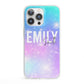 Personalised Unicorn Marble Name iPhone 13 Pro Clear Bumper Case