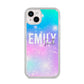 Personalised Unicorn Marble Name iPhone 14 Plus Glitter Tough Case Starlight