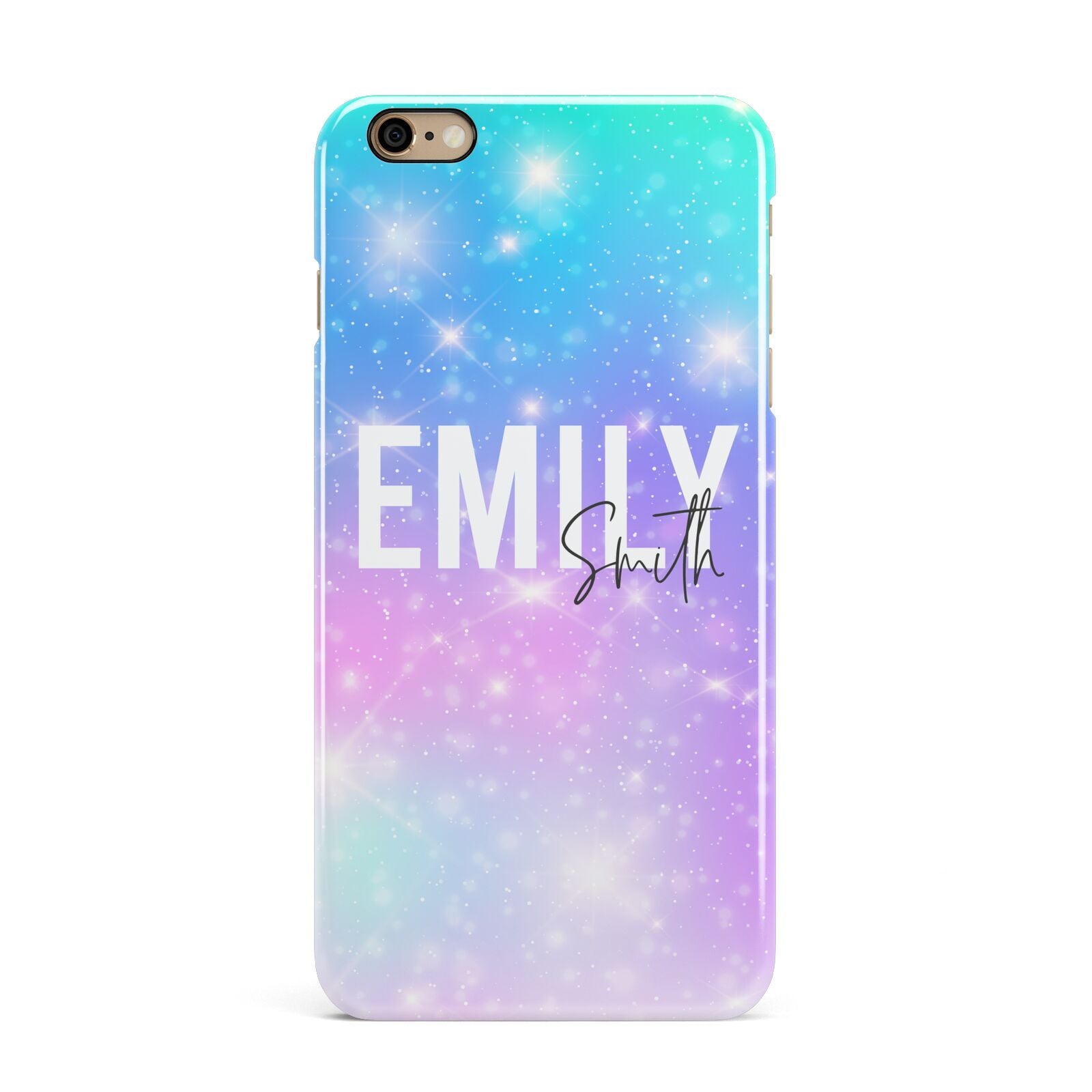 Personalised Unicorn Marble Name iPhone 6 Plus 3D Snap Case on Gold Phone