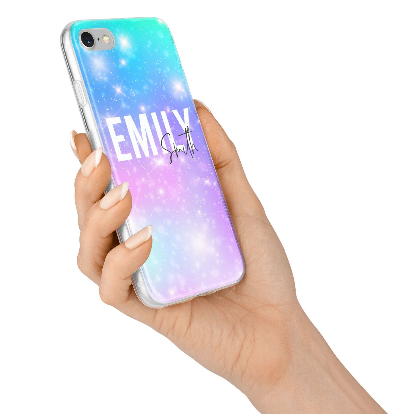 Personalised Unicorn Marble Name iPhone 7 Bumper Case on Silver iPhone Alternative Image