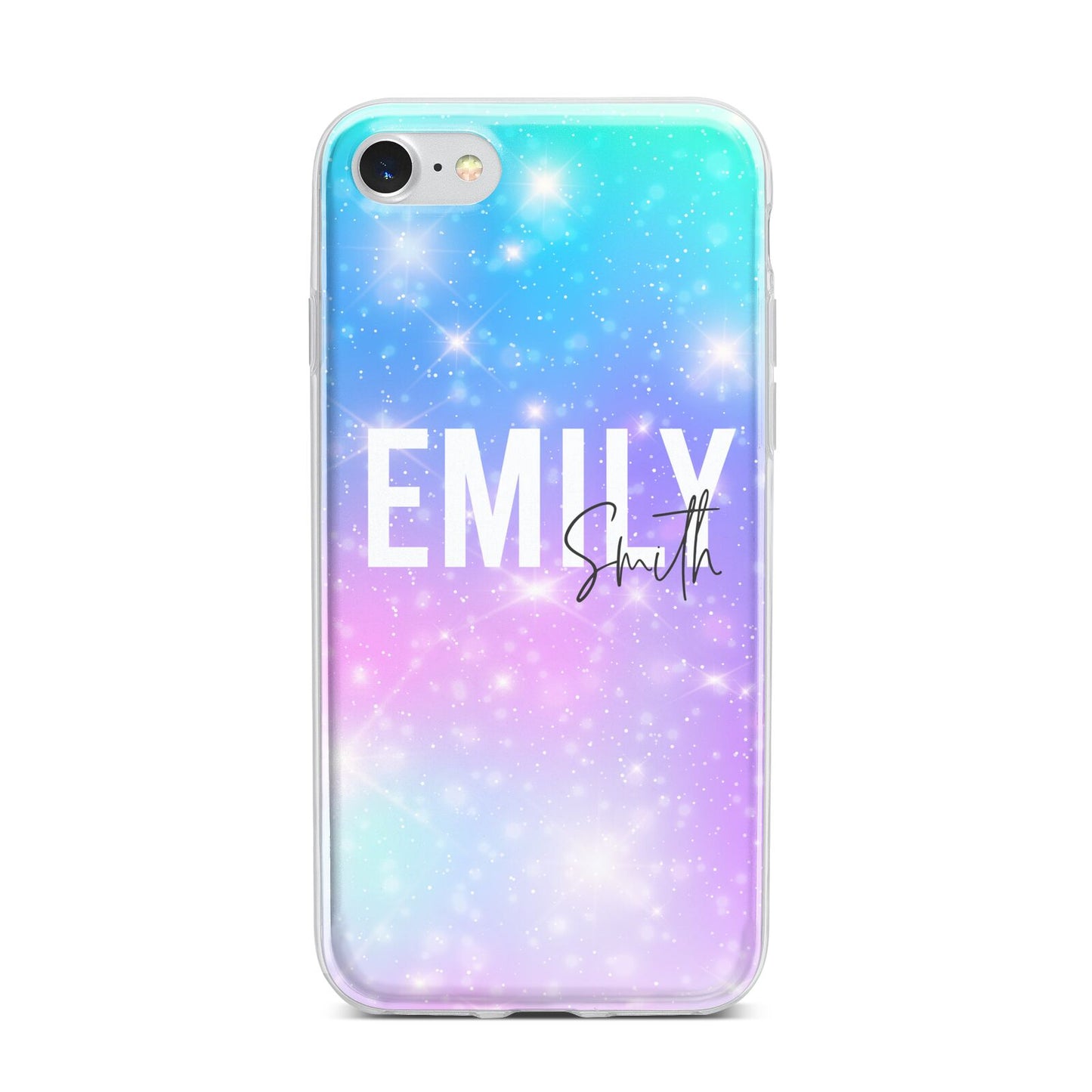 Personalised Unicorn Marble Name iPhone 7 Bumper Case on Silver iPhone