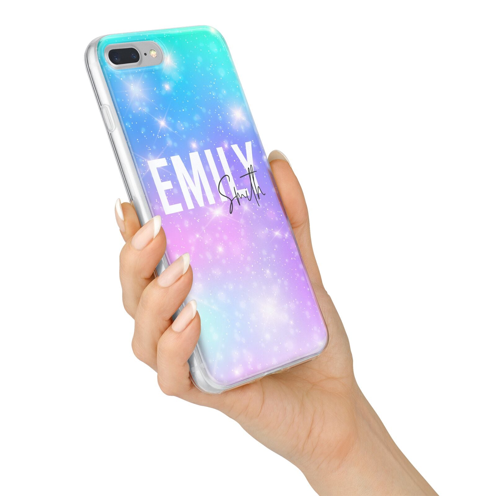 Personalised Unicorn Marble Name iPhone 7 Plus Bumper Case on Silver iPhone Alternative Image