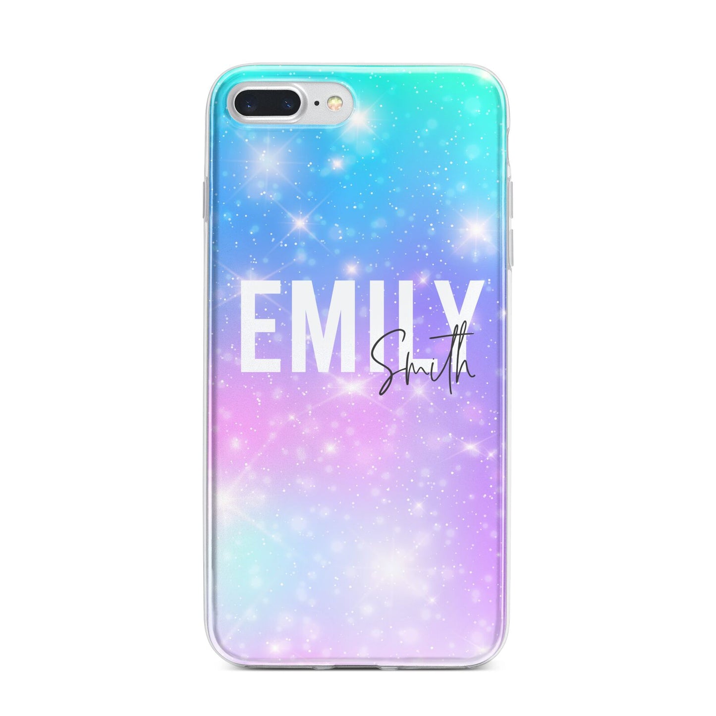 Personalised Unicorn Marble Name iPhone 7 Plus Bumper Case on Silver iPhone