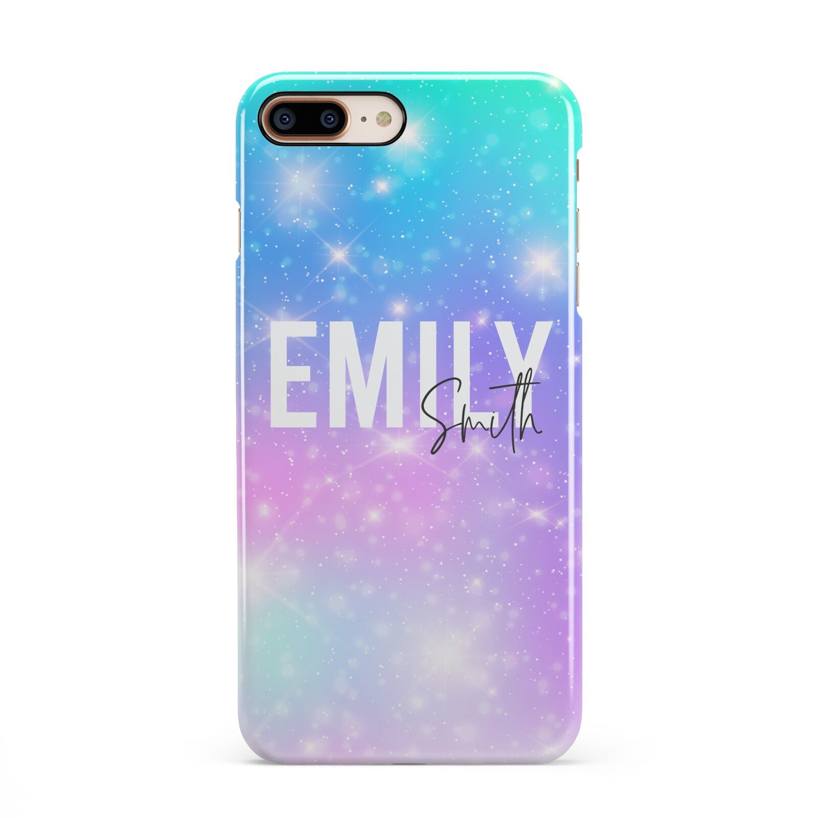 Personalised Unicorn Marble Name iPhone 8 Plus 3D Snap Case on Gold Phone