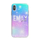 Personalised Unicorn Marble Name iPhone X Bumper Case on Silver iPhone Alternative Image 1