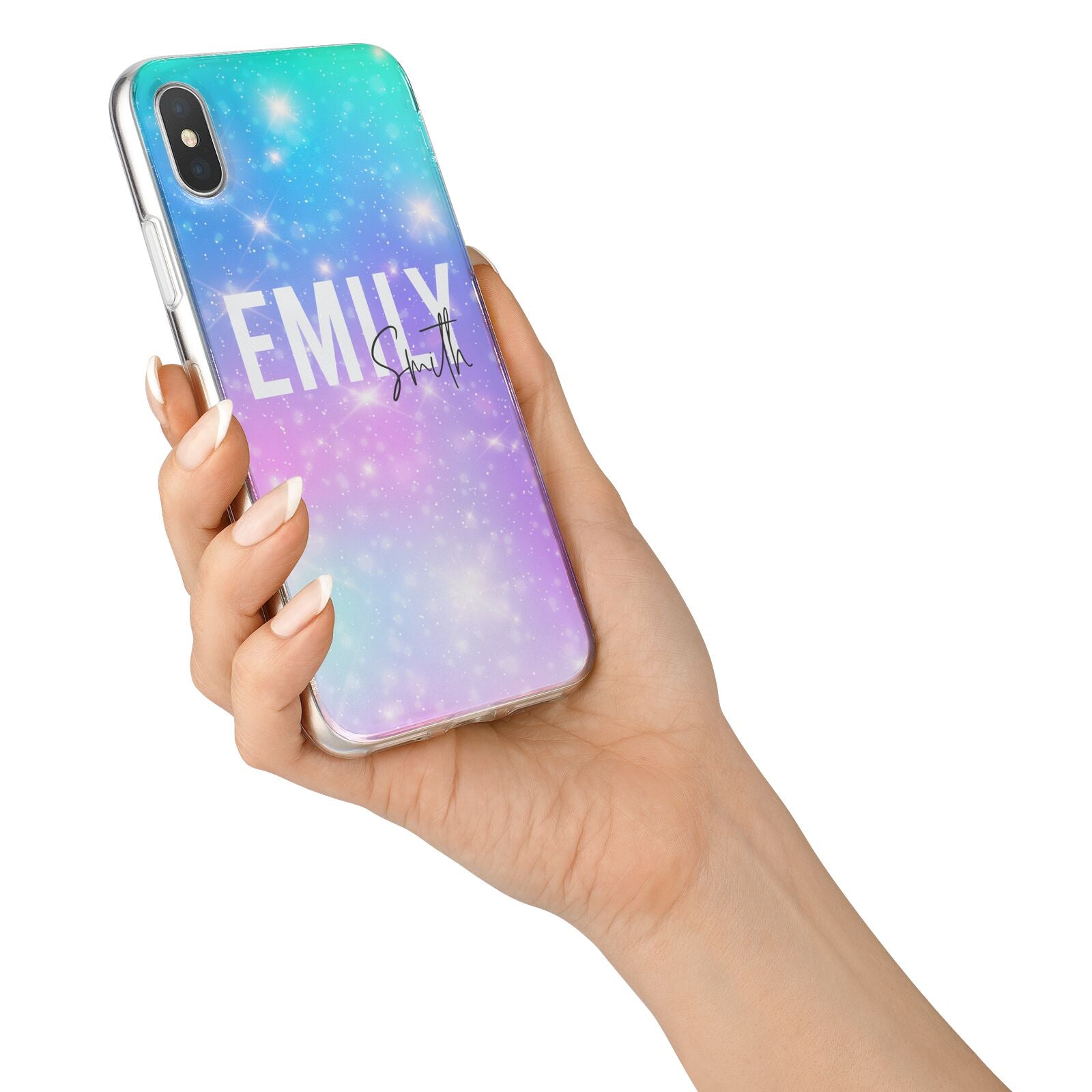 Personalised Unicorn Marble Name iPhone X Bumper Case on Silver iPhone Alternative Image 2