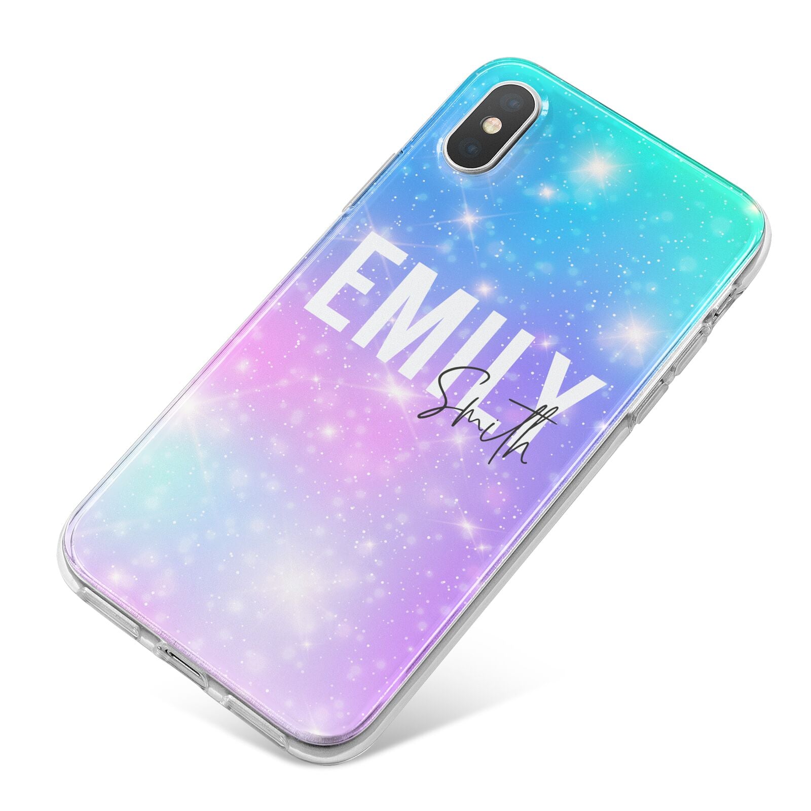 Personalised Unicorn Marble Name iPhone X Bumper Case on Silver iPhone