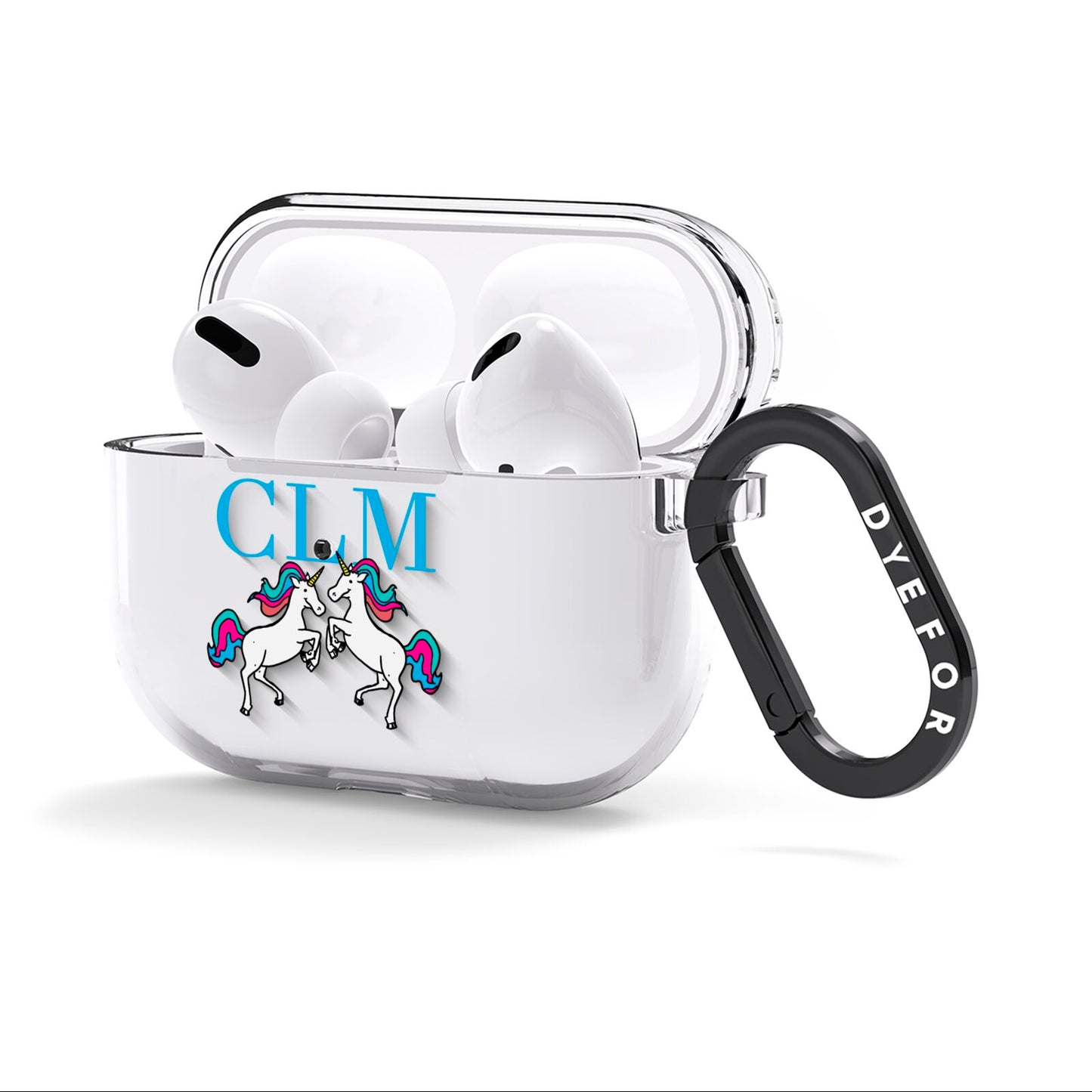 Personalised Unicorn Monogrammed AirPods Clear Case 3rd Gen Side Image