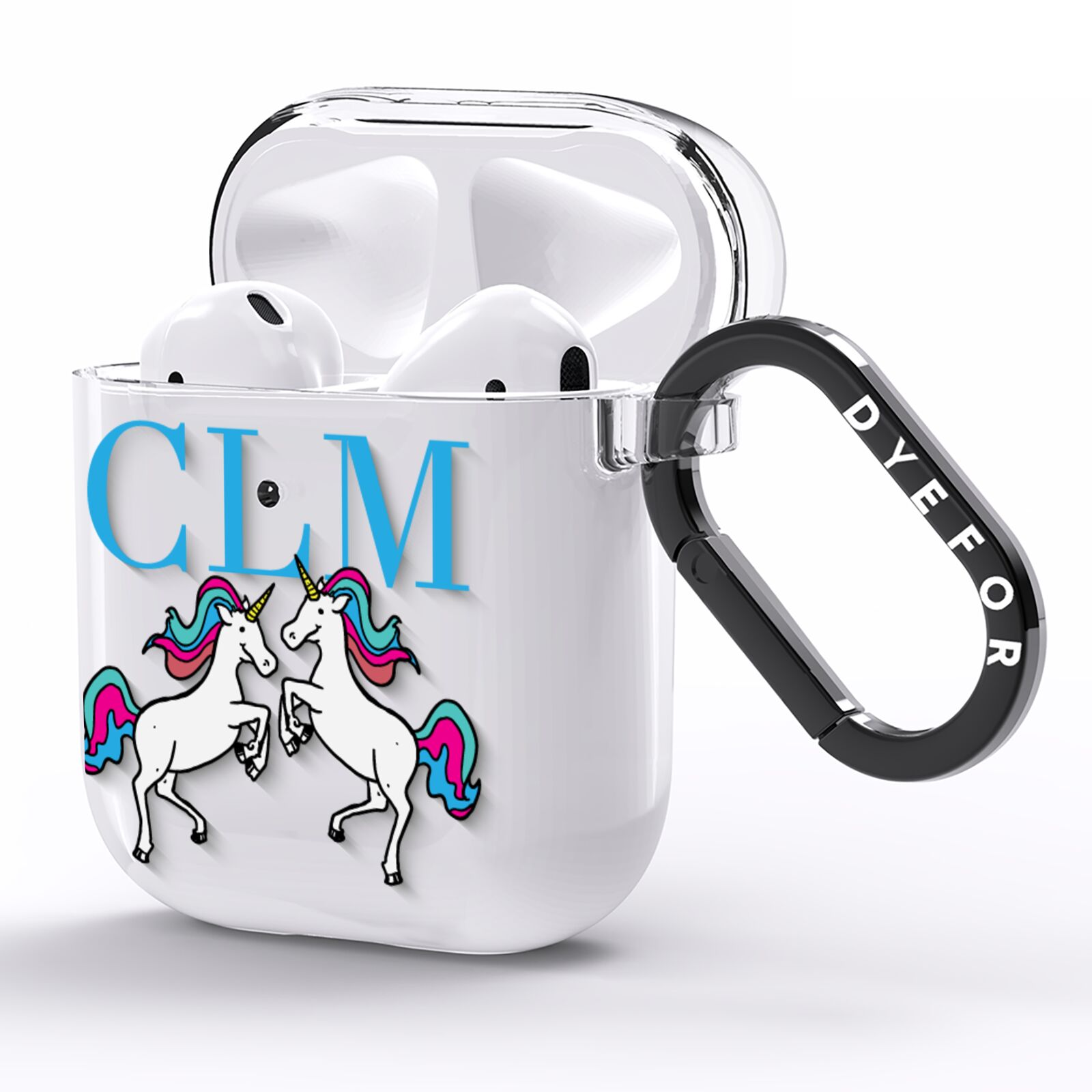 Personalised Unicorn Monogrammed AirPods Clear Case Side Image