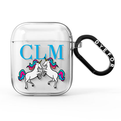 Personalised Unicorn Monogrammed AirPods Clear Case