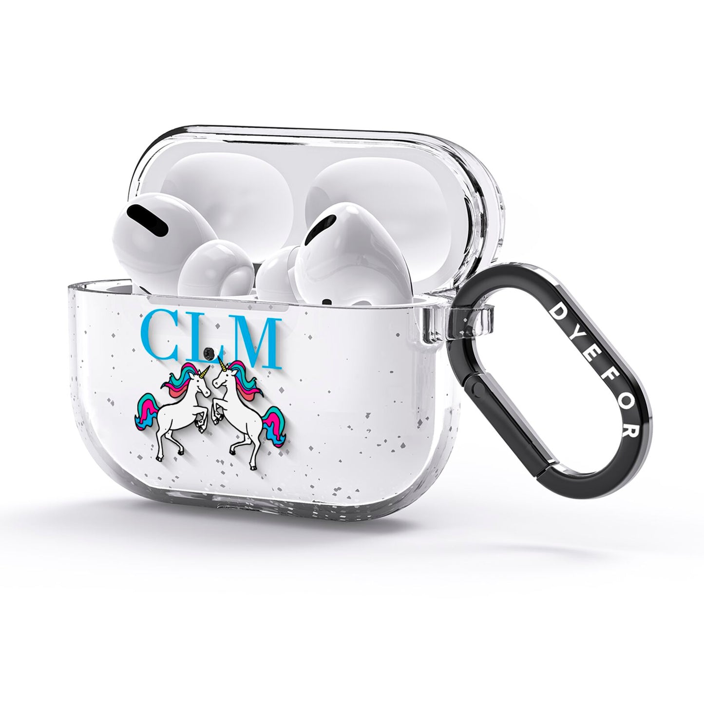 Personalised Unicorn Monogrammed AirPods Glitter Case 3rd Gen Side Image