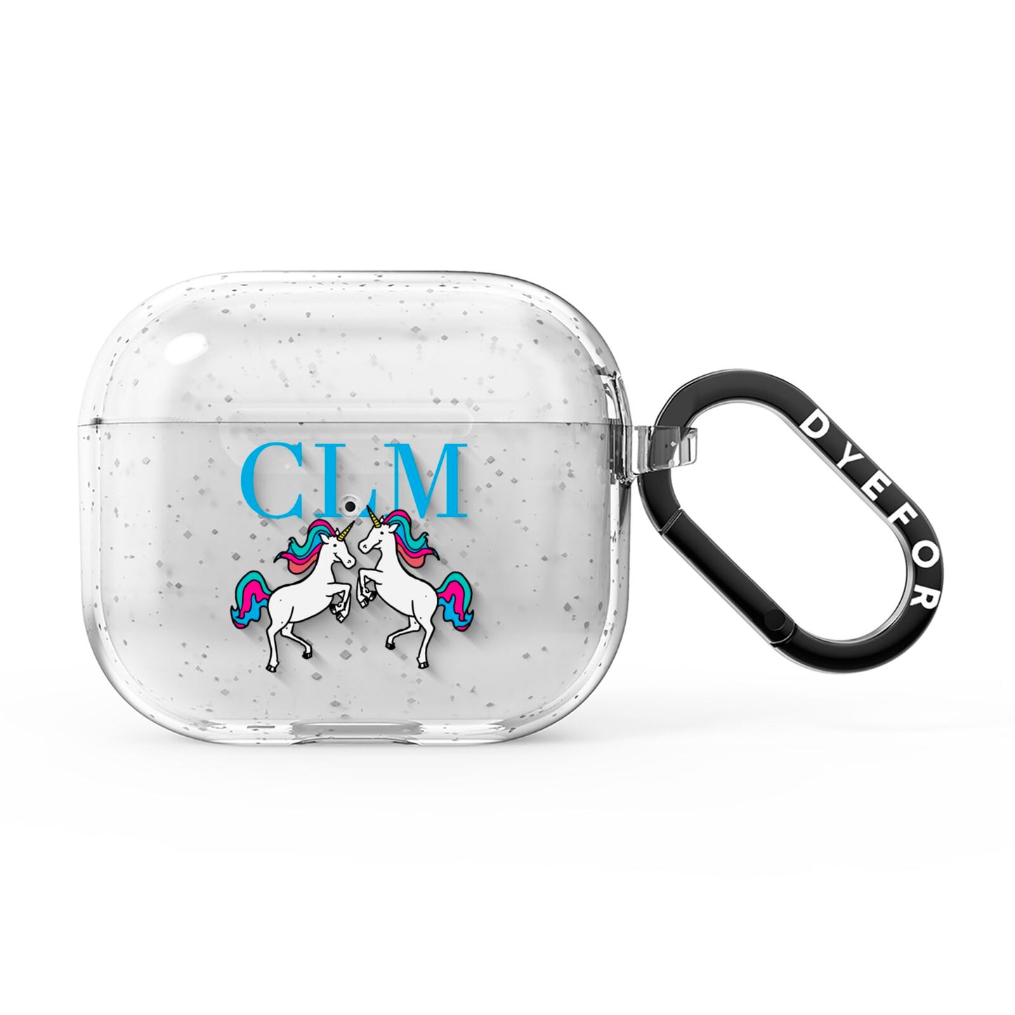 Personalised Unicorn Monogrammed AirPods Glitter Case 3rd Gen