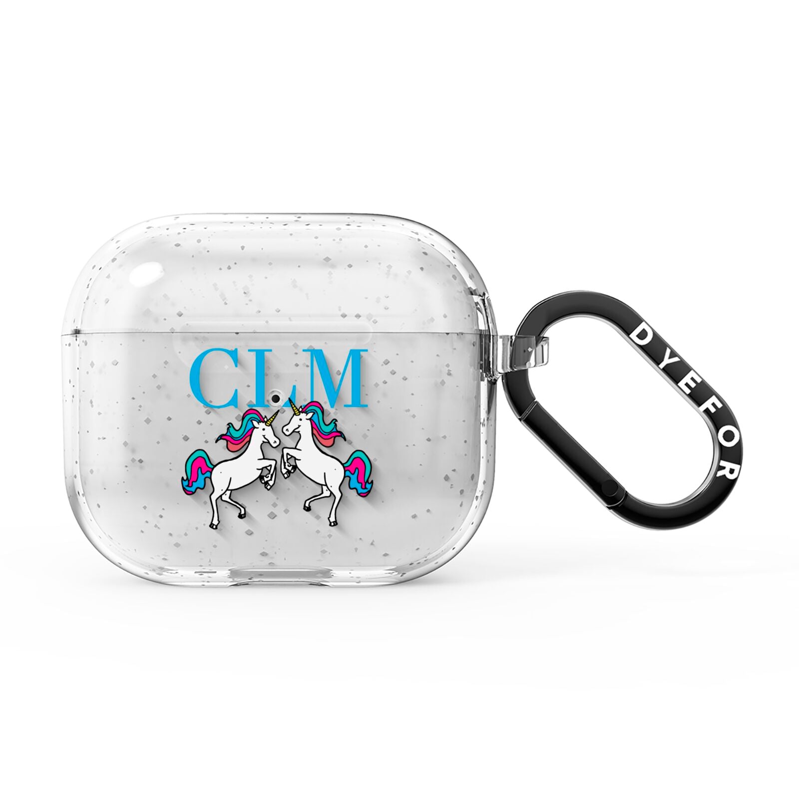Personalised Unicorn Monogrammed AirPods Glitter Case 3rd Gen