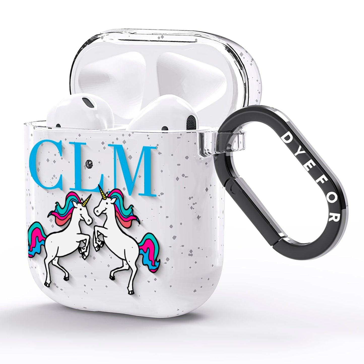 Personalised Unicorn Monogrammed AirPods Glitter Case Side Image