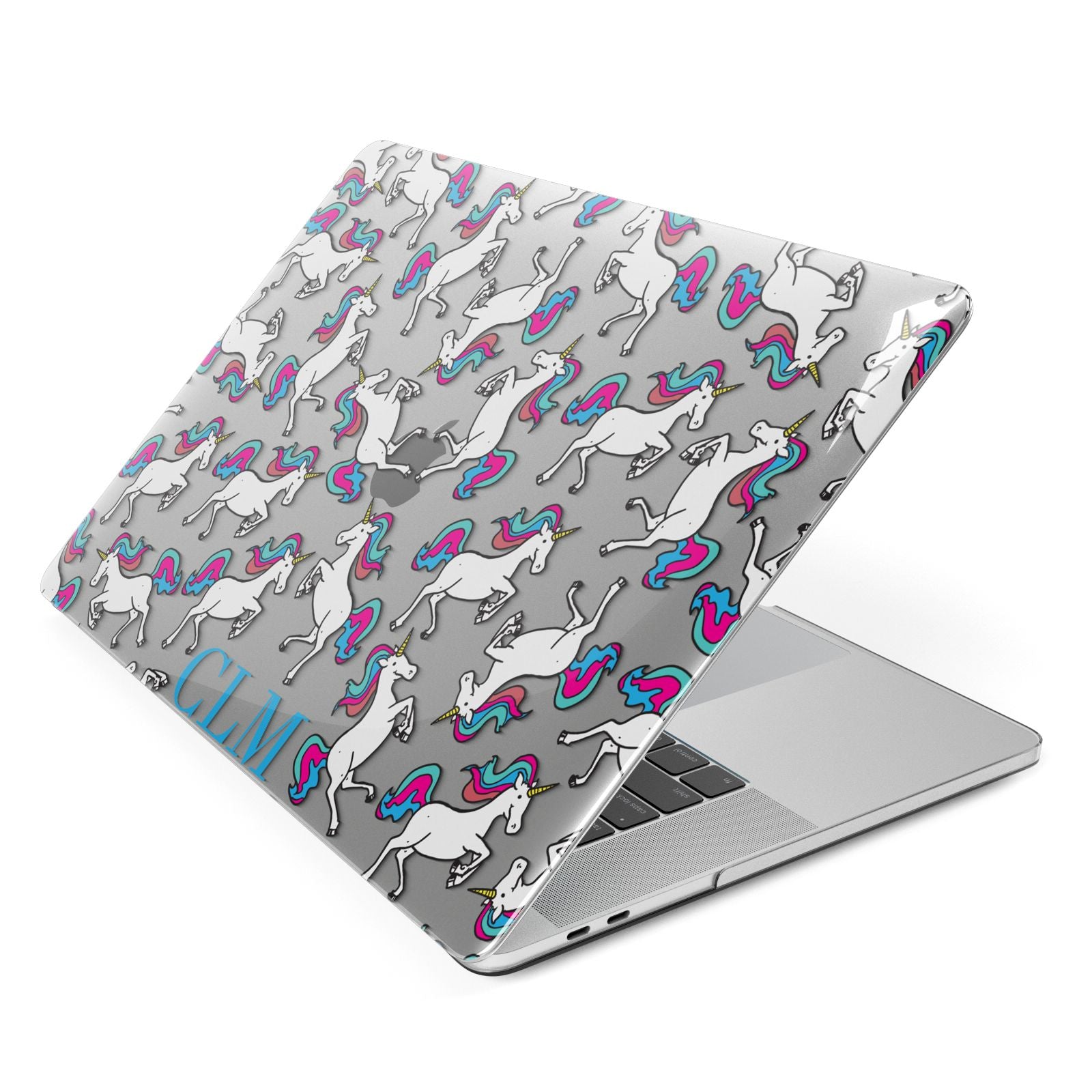 Personalised Unicorn Monogrammed Apple MacBook Case Side View