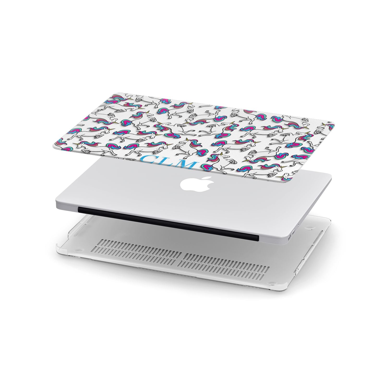 Personalised Unicorn Monogrammed Apple MacBook Case in Detail