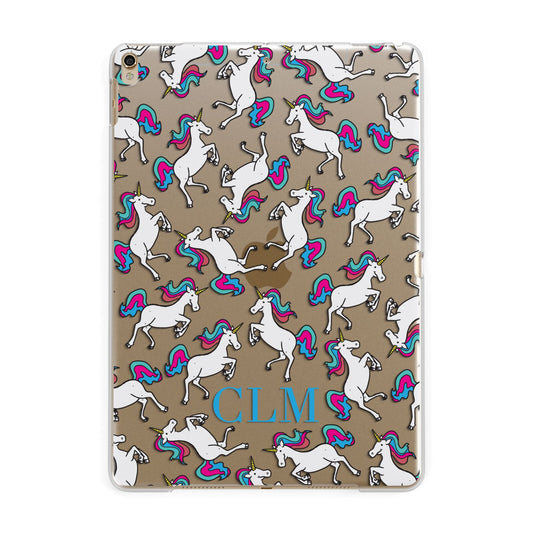 Personalised Unicorn Monogrammed Apple iPad Gold Case